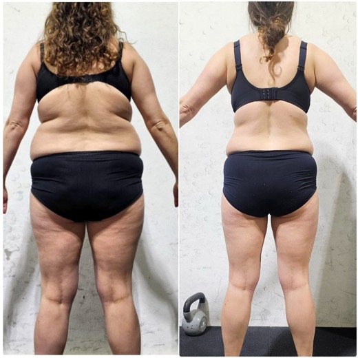 Before and after of a Fit By Charro client, back view