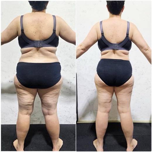 Before and after of a Fit By Charro client, back view
